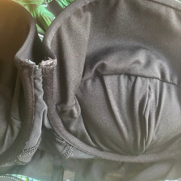 Torrid Vixen Underwire One Piece Swimsuit Size 3 Green Palms Cutout Mesh Push Up - Picture 7 of 12